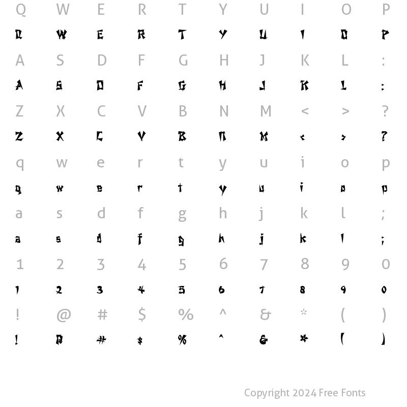 Character Map of Chopstix Regular