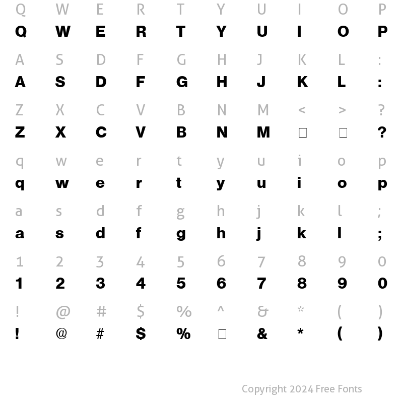 Character Map of Choque Display SSi Regular