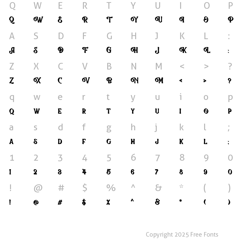 Character Map of Chord Brights Extrude