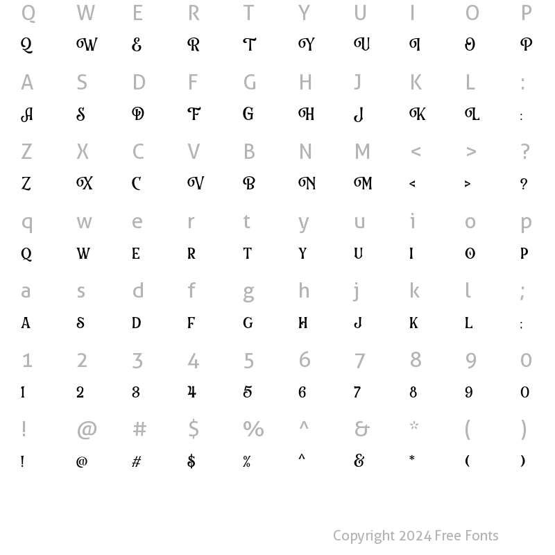 Character Map of Chord Brights Regular