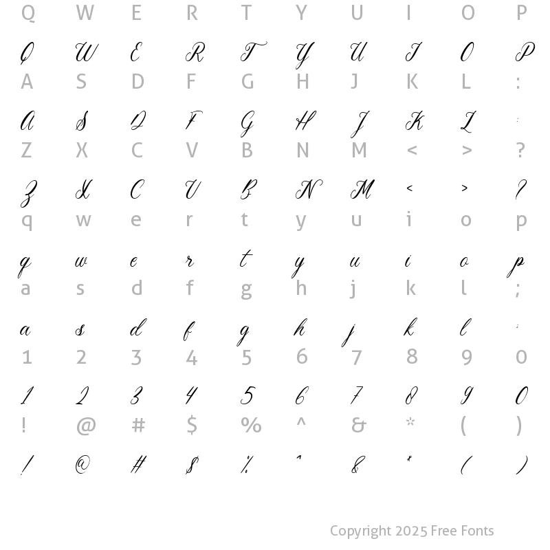 Character Map of Chriselda Regular