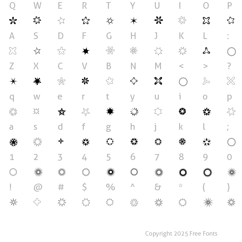 Character Map of Chrismasstars Regular