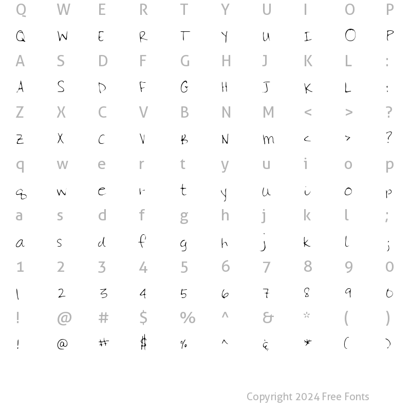 Character Map of Christa Regular