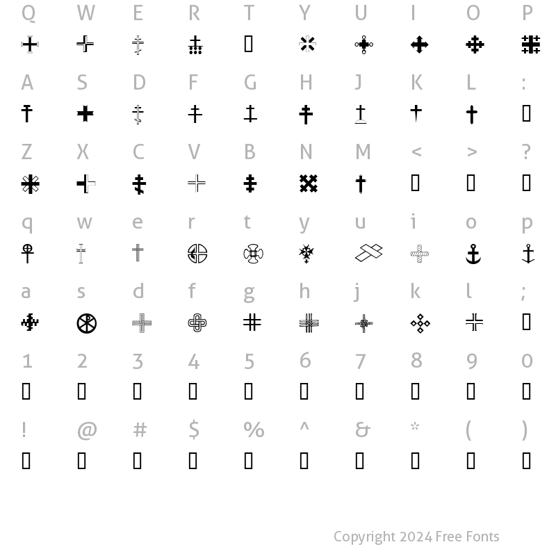 Character Map of Christian Crosses III Regular