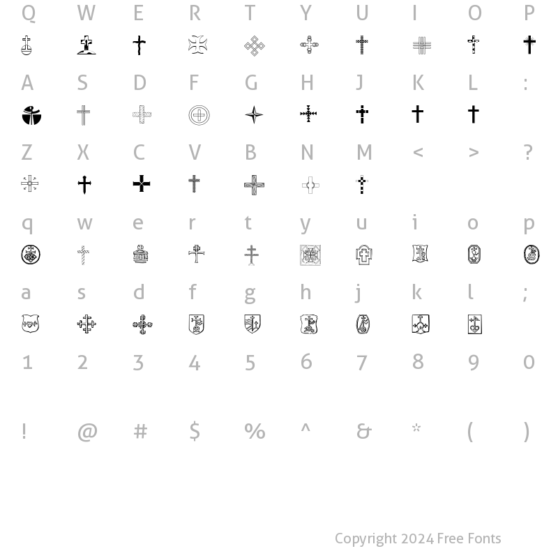 Character Map of Christian Crosses IV Regular