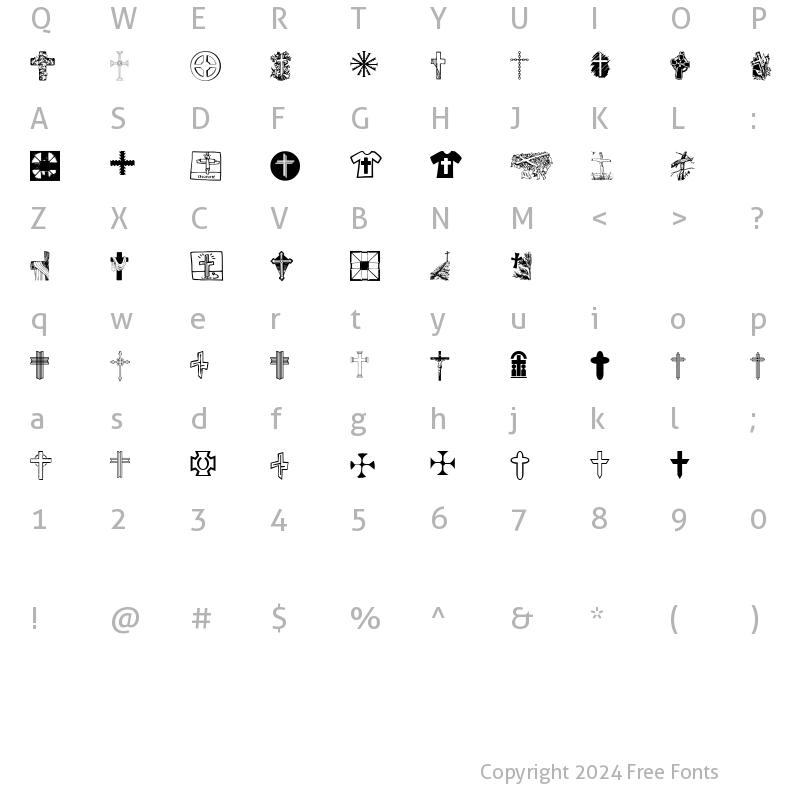 Character Map of Christian Crosses V Regular