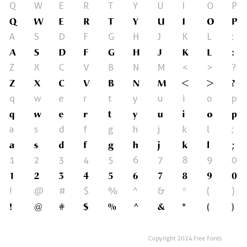 Character Map of Christiana Bold