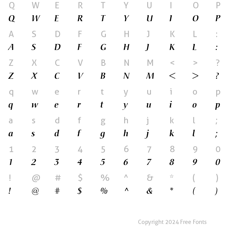 Character Map of Christiana-Medium MediumItalic