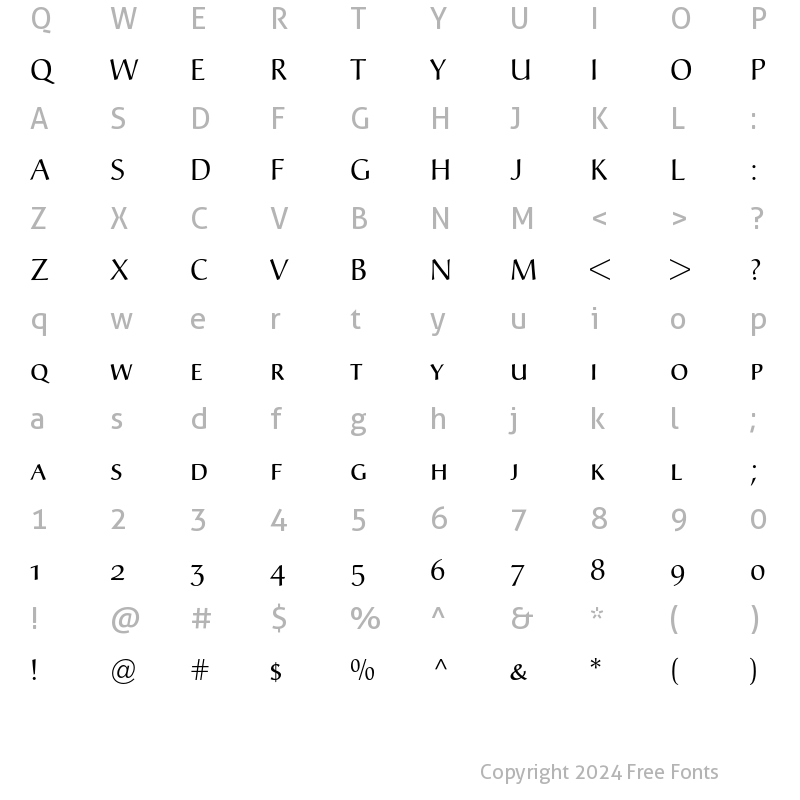 Character Map of Christiana Small Caps & Oldstyl Regular