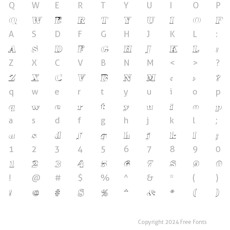 Character Map of ChristianBeckerOutline-Heavy Italic