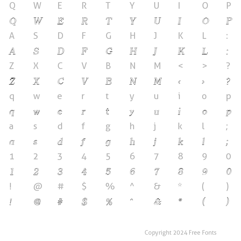 Character Map of ChristianBeckerOutline Italic