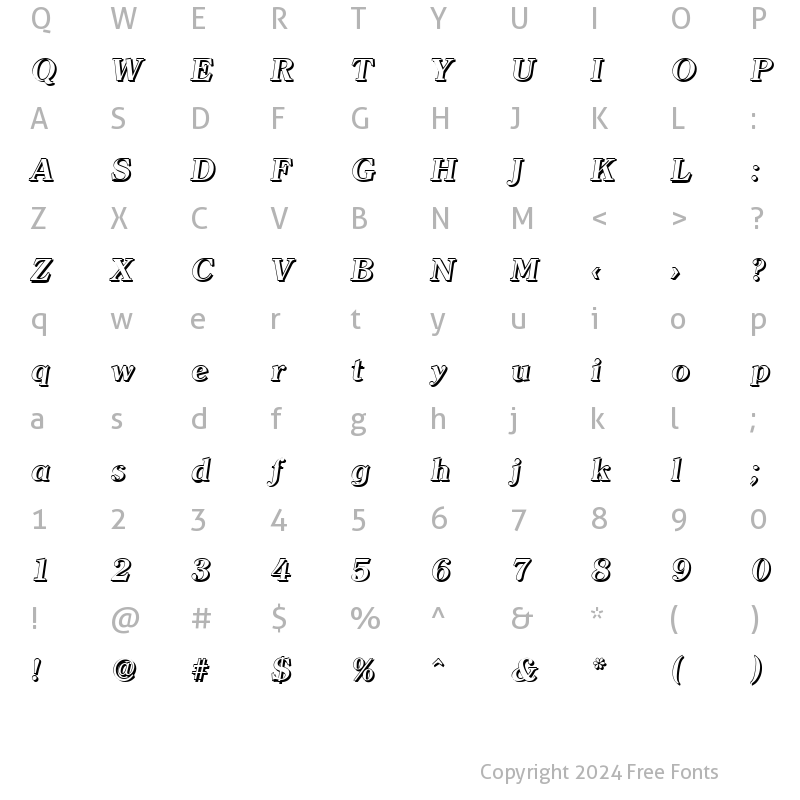 Character Map of ChristianBeckerShadow BoldItalic