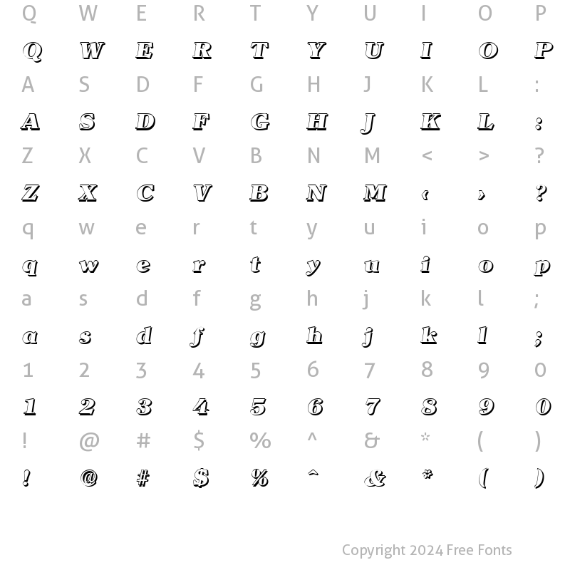 Character Map of ChristianBeckerShadow-Heavy Italic