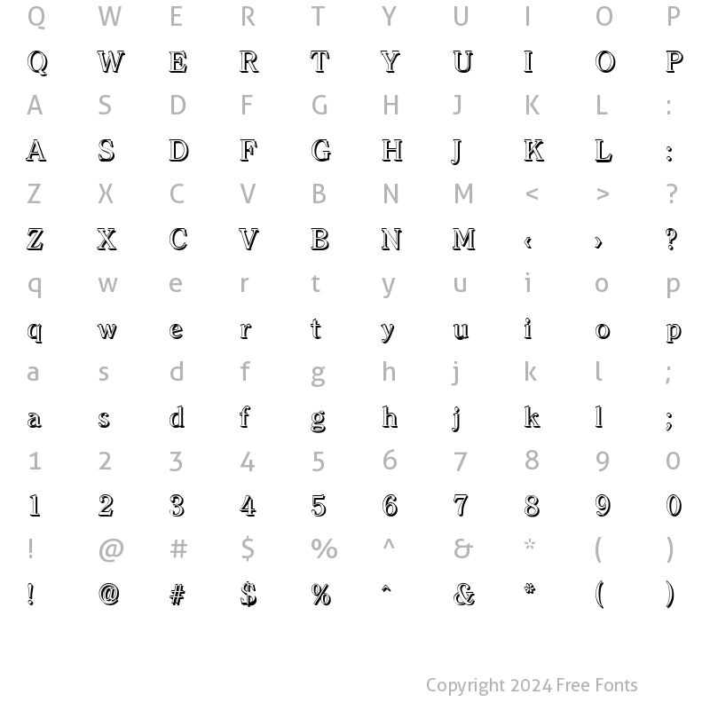 Character Map of ChristianBeckerShadow Regular