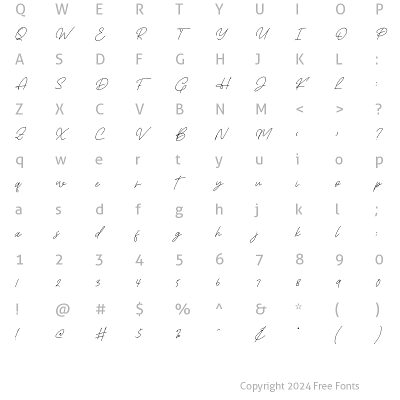 Character Map of Christina Signature Italic