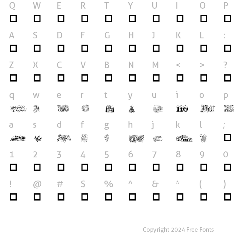 Character Map of Christmas Cheer Regular