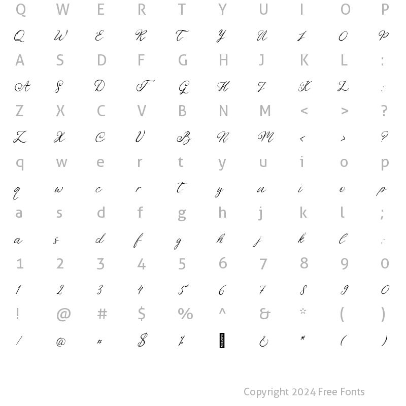 Character Map of Christmas Eve Regular