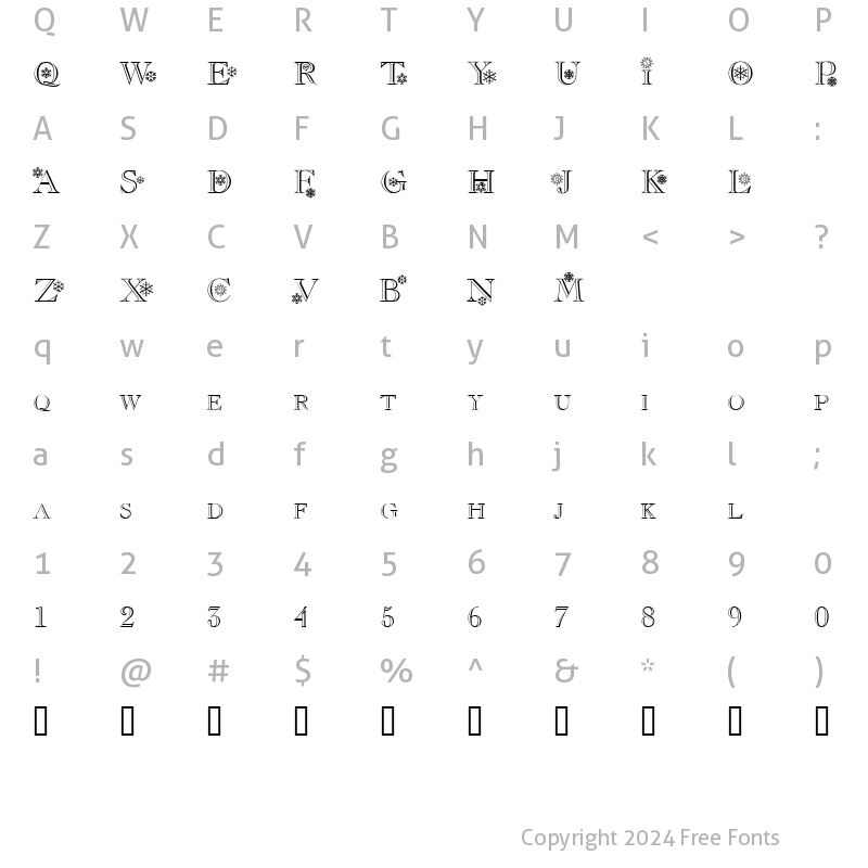 Character Map of Christmas Flakes Regular