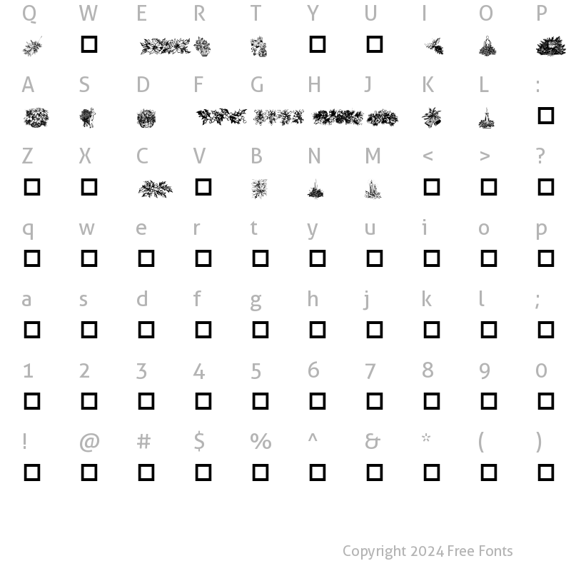 Character Map of Christmas Greens Regular