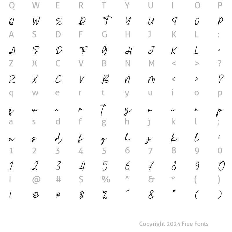 Character Map of Christmas letter Italic