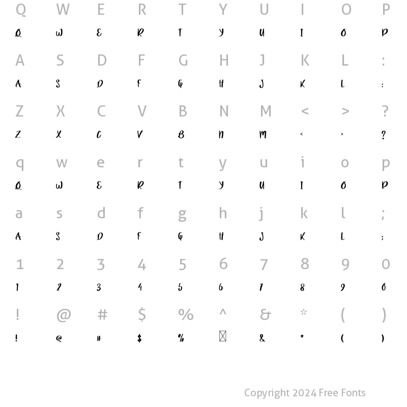 Character Map of Christmas Light Regular