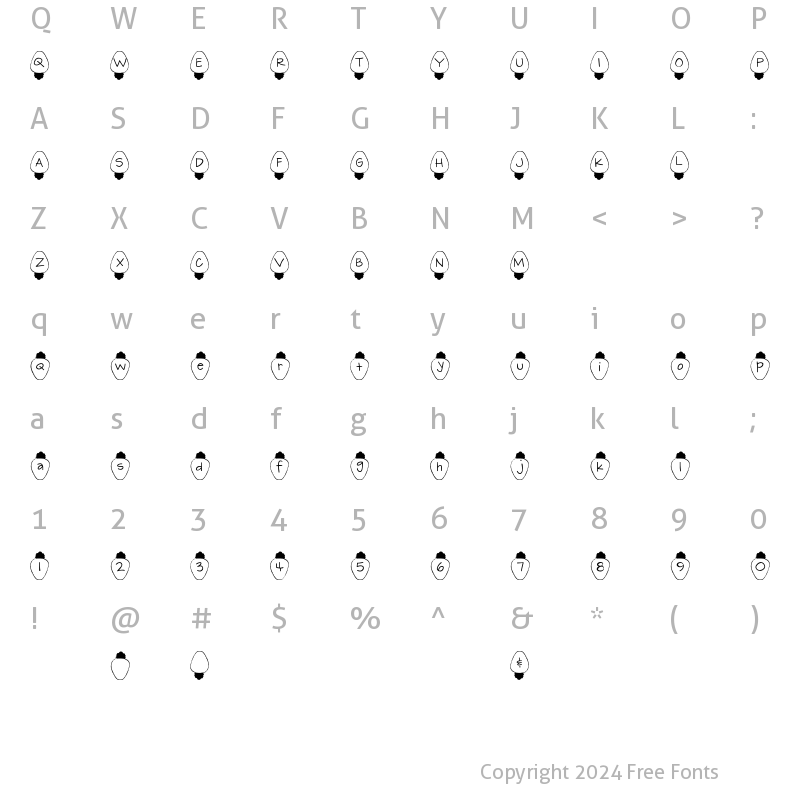 Character Map of Christmas Lights Regular