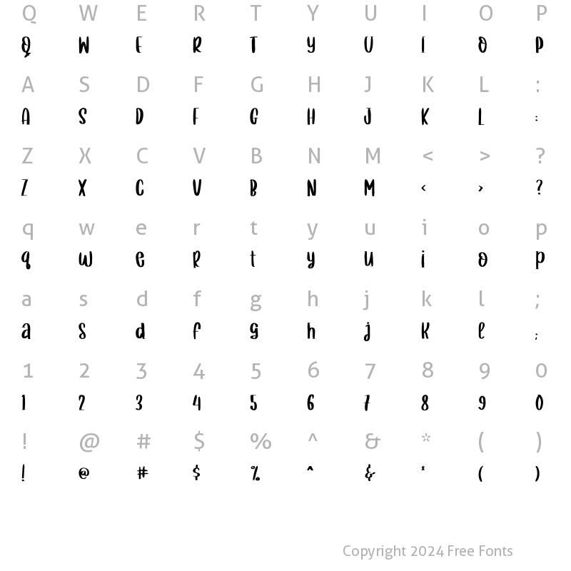 Character Map of Christmas Moon Regular