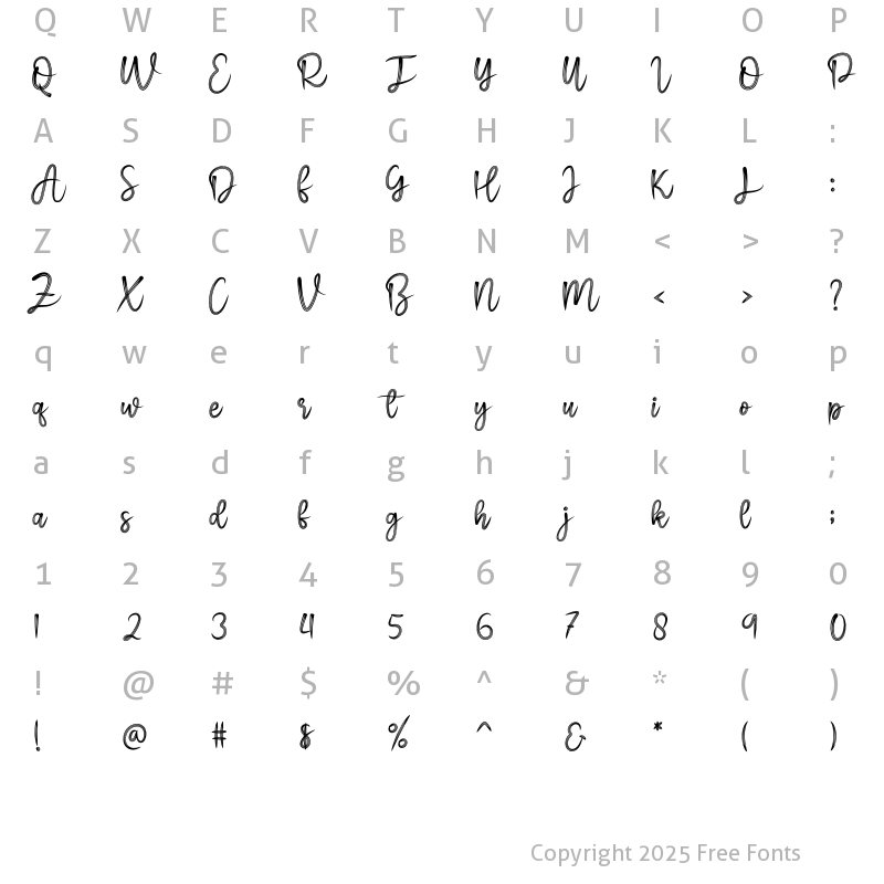 Character Map of Christmas New Year Regular