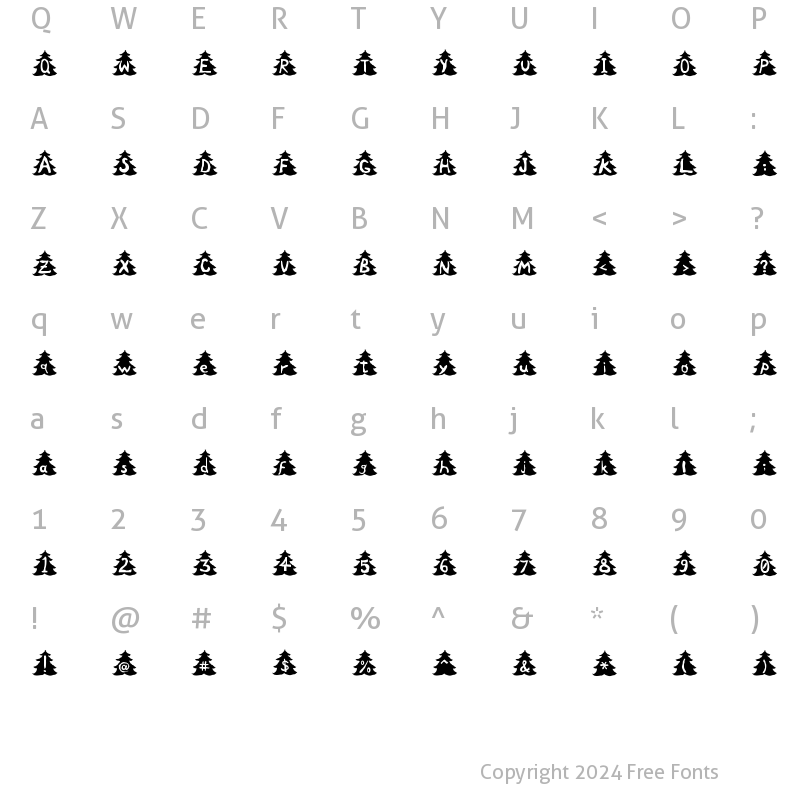Character Map of Christmas Tree Regular