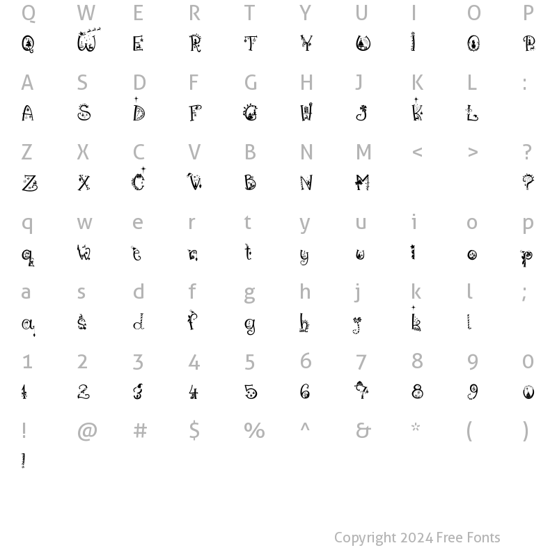 Character Map of Christmas Vibes Regular Regular