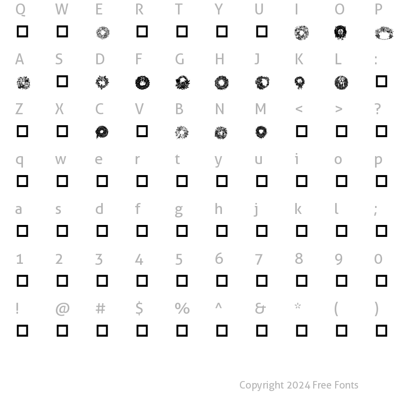 Character Map of Christmas Wreaths Regular