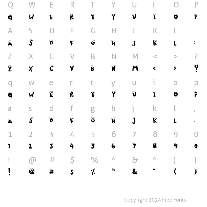 Character Map of ChristmasSnow Bold