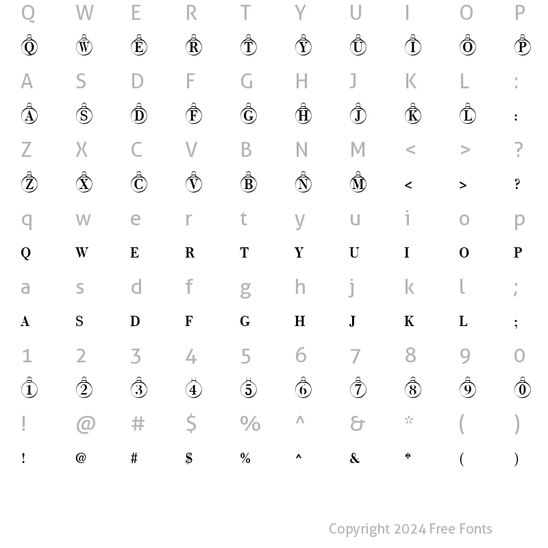 Character Map of ChristmasTree Regular