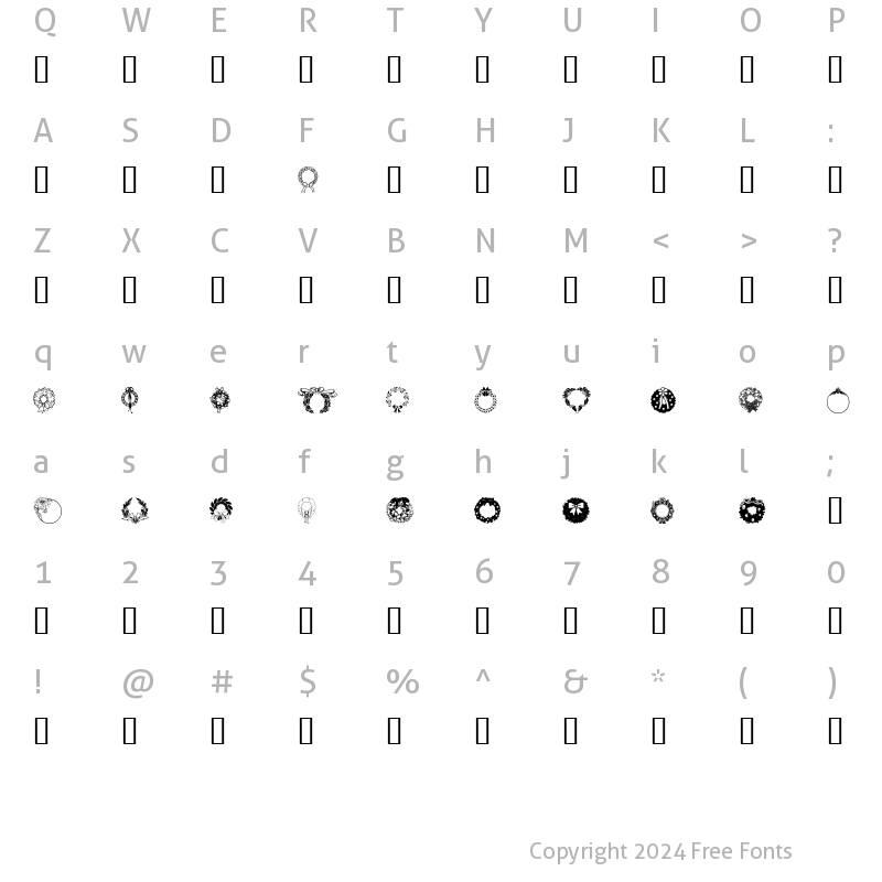 Character Map of ChristmasWreath Regular