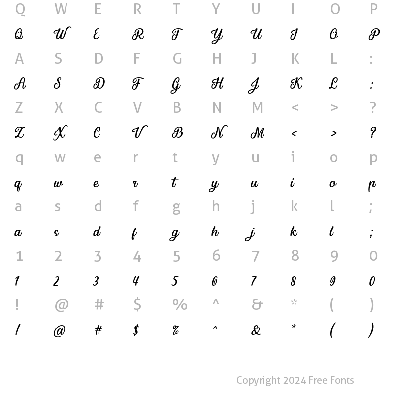 Character Map of Christy Smiley Regular