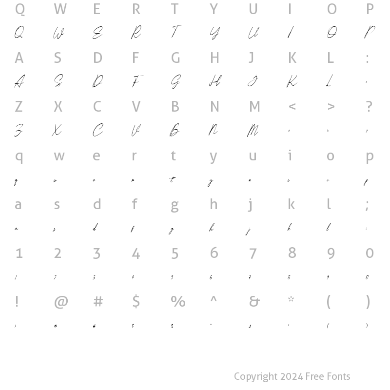 Character Map of Christya Italic