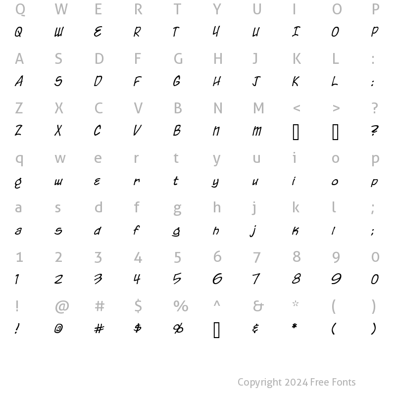 Character Map of Chronicles of a Hero Regular