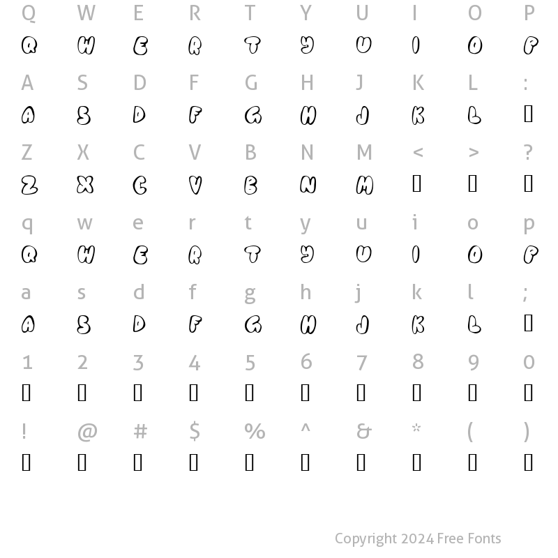 Character Map of Chubb Regular