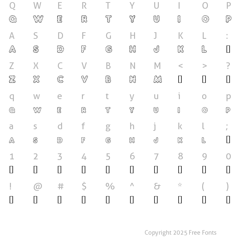 Character Map of Chubby Dotty Regular