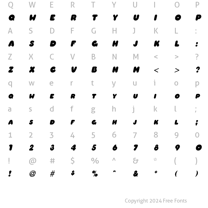 Character Map of Chubby Italic