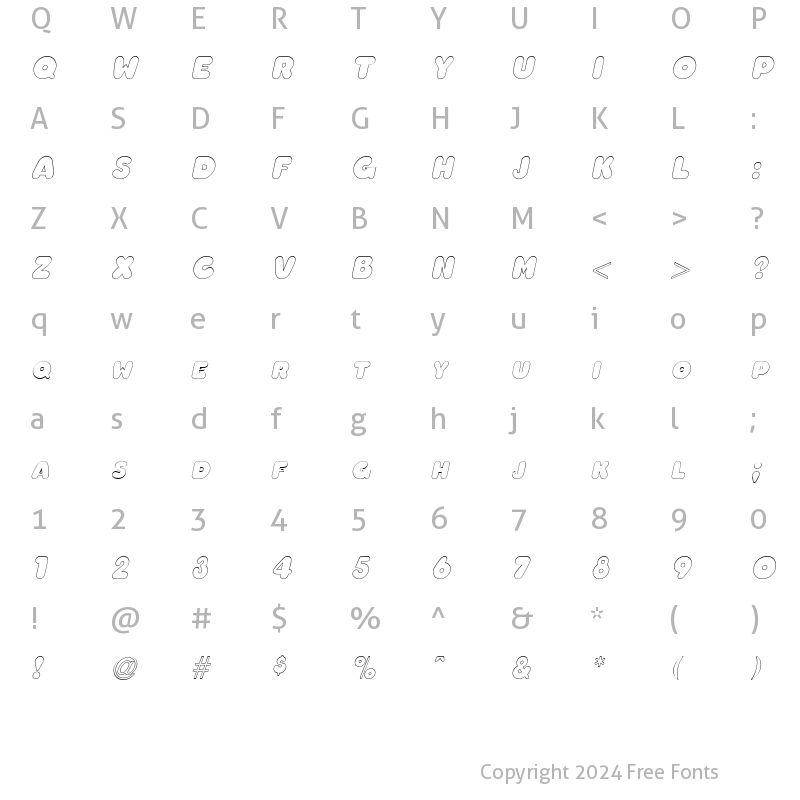 Character Map of ChubbyOutline Italic