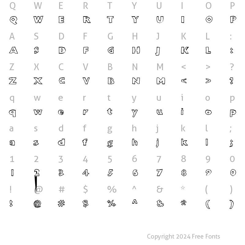 Character Map of ChunkoBlockoOutlineXtraHeavy Regular