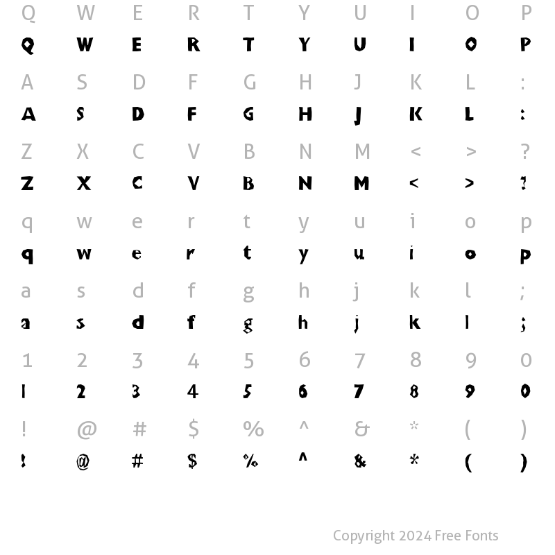 Character Map of ChunkoBlockoThinner Regular