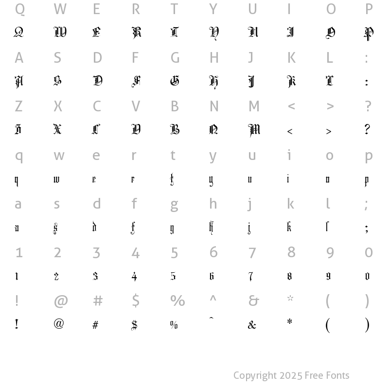 Character Map of Church Text Regular