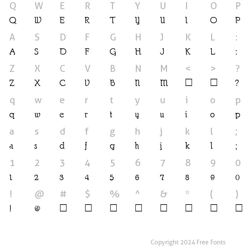 Character Map of Churchman Regular