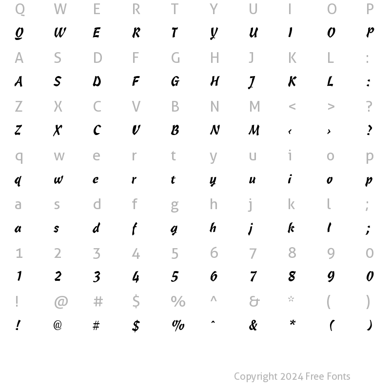 Character Map of ChurchScript Regular