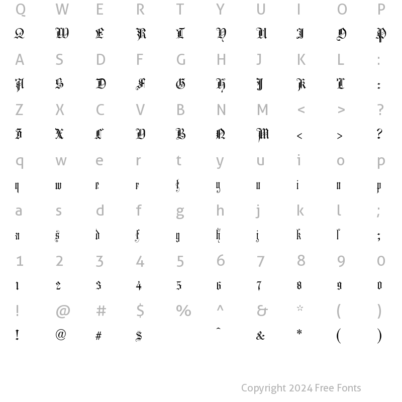 Character Map of ChurchText Regular