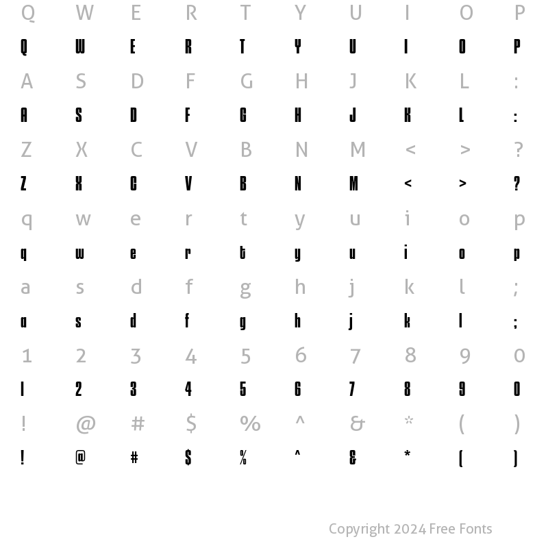 Character Map of Churchward 69 Bold