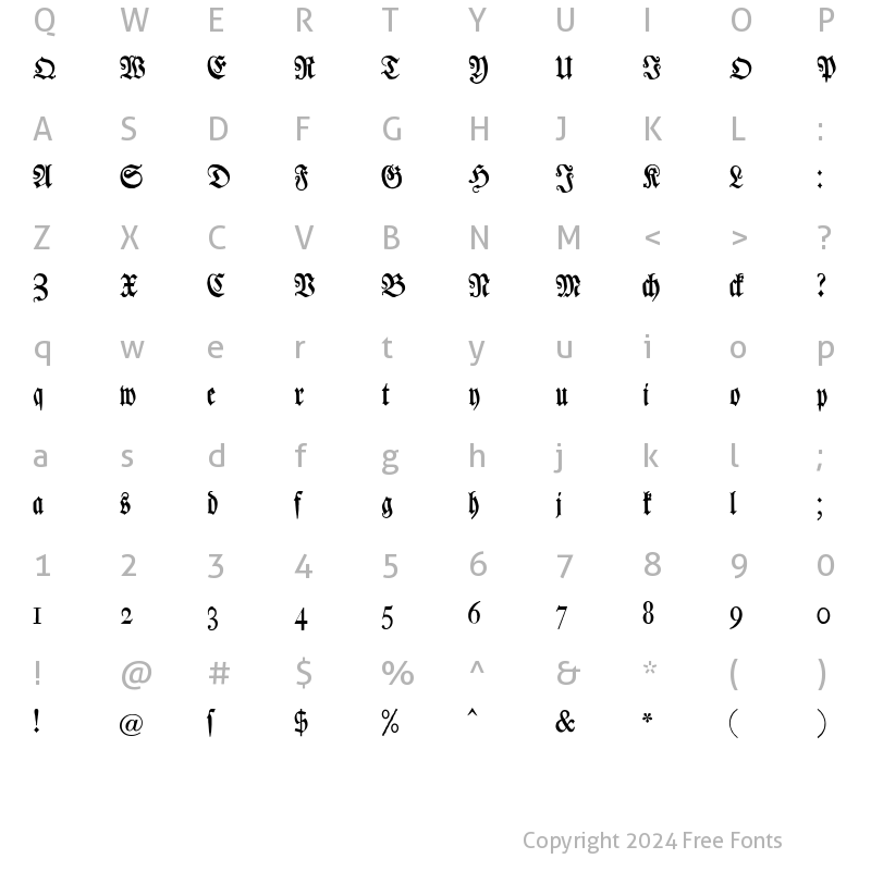 Character Map of Chursaechsische Fraktur Regular