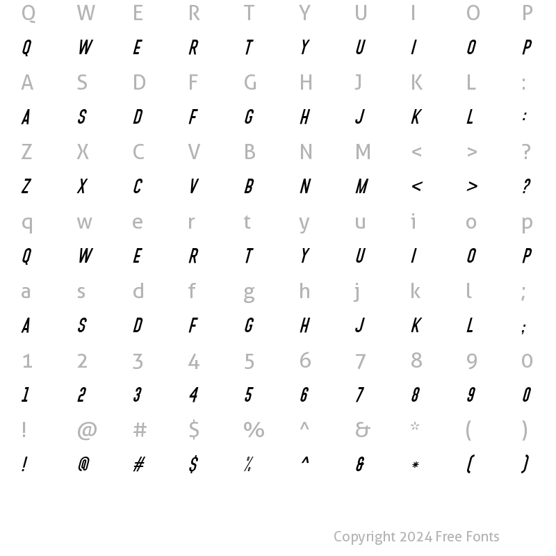 Character Map of CHUTEROLK Italic